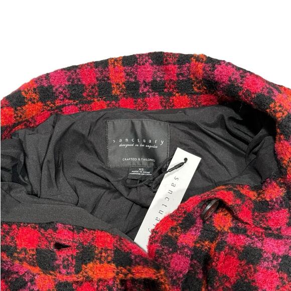 NWT! Sanctuary Woold Blend Red Plaid Shacket - Size XS - Picture 9 of 9